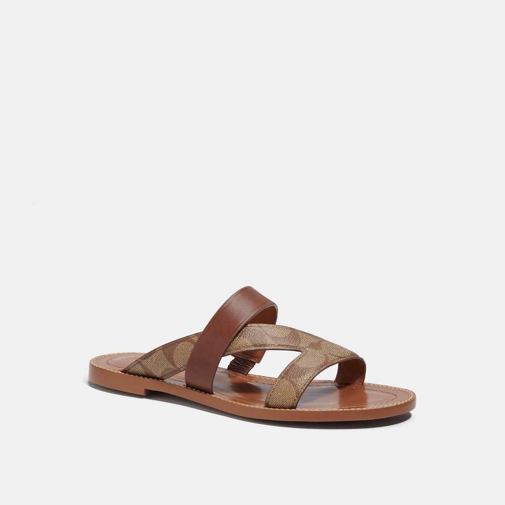 Coach Brown and Tan Sandals